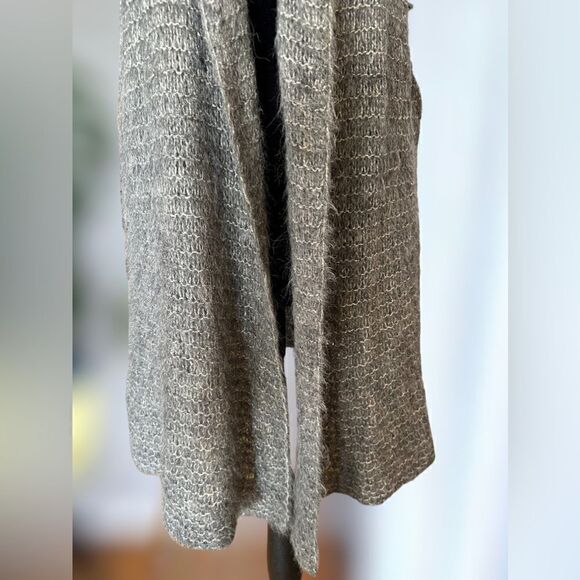 Eileen Fisher Suri alpaca silk mesh hooded Vest Cardigan Duster Size L - Picture 11 of 15